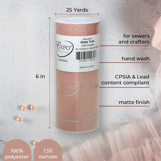 Pack of 6 Decorative Matte Tulle Spool of 6 Inch X 25 Yards Ivory {3}