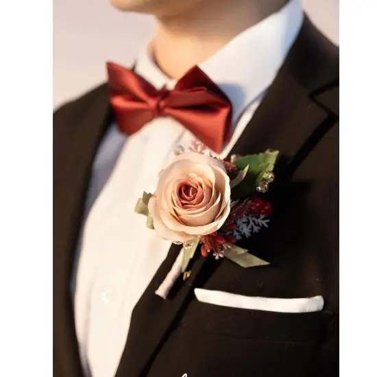 Boutonniere Set of 6 for Groom & Groomsmen Cinnamon rose {4}