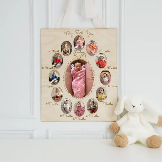 My 1st Year Photo Frame 10" for Baby Keepsake, Decor, & Bday Party | Woodpeckers {2}