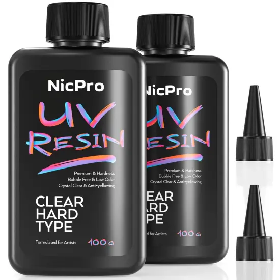 Nicpro UV Resin 200g, 2 PCS Crystal Clear UV Glue Hard, High Viscosity & Quick Curing UV Epoxy Resin Kit for Jewelry Making, Craft, Doming, Coating and Casting {1}