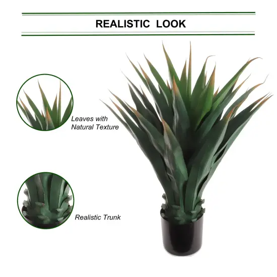 Elegant 37.4-Inch Faux Agave Plant with 33 Lifelike Leaves in Modern Pot - Ideal for Home and Office Decor, Floral Home by Artificial Flowers {5}