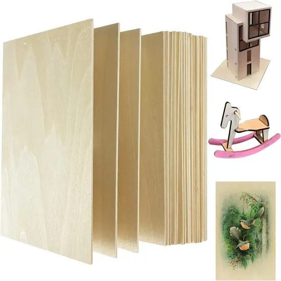 20 Pack Basswood Sheets for Craft, Laser, Wood Burning, Wooden DIY Ornaments, Unfinished Thin Balsa Plywood Sheets Can Be Cut & Painted to Desired Shape(150X100X2Mm) {1}