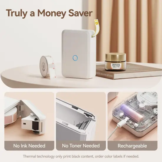 Label Maker Machine with Tape, Small Thermal Sticker Printer with 0.59''x1.18'' Labels, Portable Bluetooth Connection, Monochrome {1}