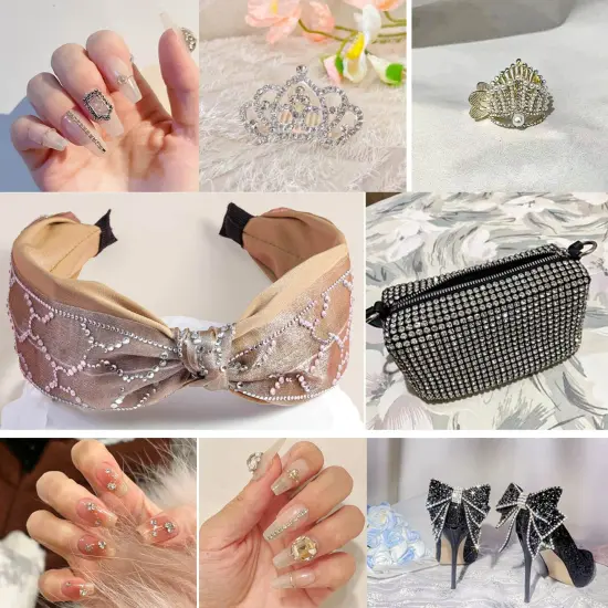 4300 Pieces Flatback Rhinestones,Clear Rhinestones Nail Gems Round Crystal Rhinestones for Crafts,Mixed 6 Sizes with Picking Tweezers and Wax Pencil Kit, SS6-SS20,Crystal {4}