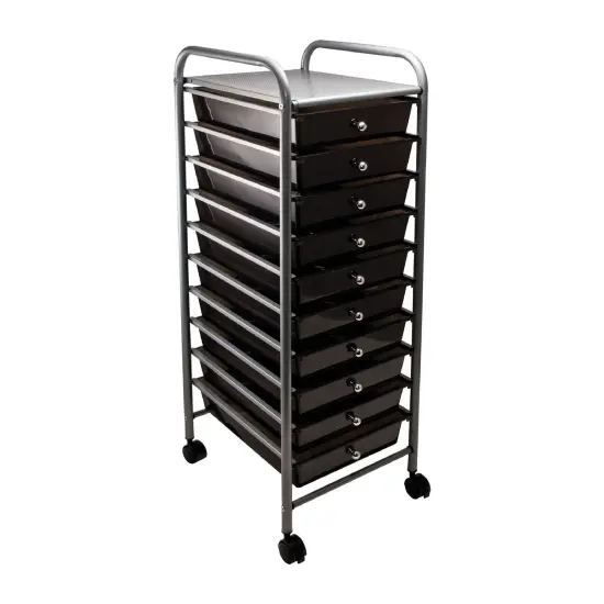 10-Drawer Rolling Cart, Smoke {1}