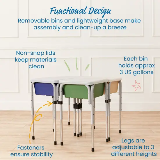 4-Station Sand and Water Adjustable Play Table, Sensory Bins Earthtone {5}