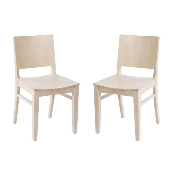 Emma and Oliver Spencer Set of 2 Dining Chairs with Curved Backrests and Solid Wood Constructions Antique White {2}
