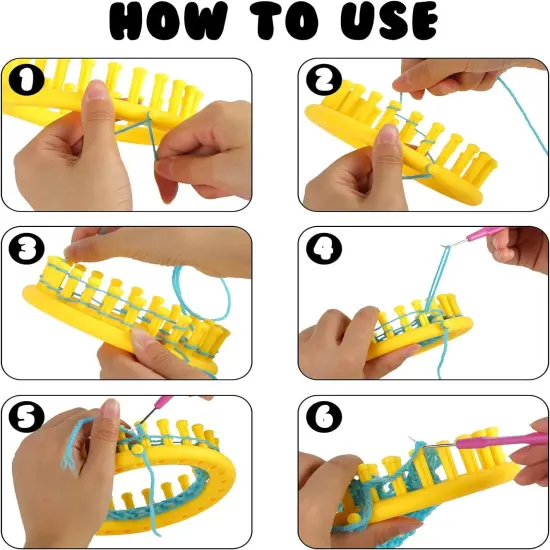 20PCS round Knitting Loom Set, Circular Loom Set Hook Needles with 12 Skeins Acrylic Yarn for Hat Scarf Shawl Sweater Sock Pompom 5 Round Loom {4}