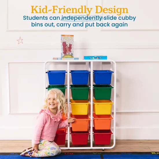 5-Tier Storage Rack with 15 Cubby Bins 5x3, Multipurpose Organization Assorted {4}