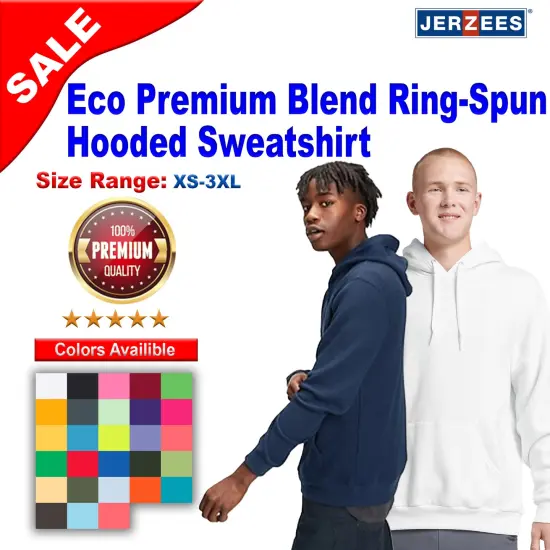 JERZEES&reg; Eco Premium Blend Ring-Spun Hooded Turtle Neck Long Sleeve Sweatshirt {2}