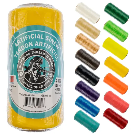 Gudebrod 70lb. 5-Ply Artificial Sinew Thread, 150yd. | Made in USA Yellow {1}