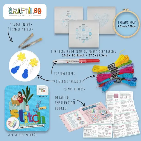 Embroidery Kit for Beginners Cross Stitch Kits for Beginners Needlepoint Kits for Adults Embroidery Kits for Adults Cross Stitch Kit Beginner Embroidery Kit for Adults Heart Stitch Dictionary {3}