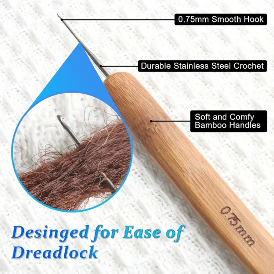 6PCS Dreadlock Crochet Hooks for Hair, Durable 0.75Mm Dreadlock Crochet Needle with Interlocking Tool for Locs, Excellent for Maintaining Real Dread Loc {5}