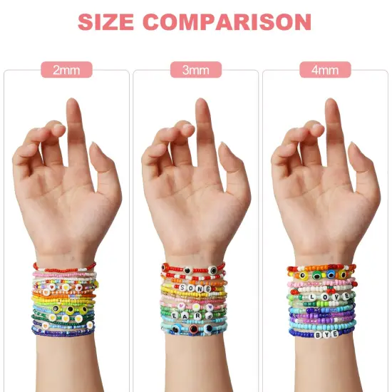 3400 Pieces 4mm Glass Seed Beads for Jewelry Bracelet Making Kit, Small Beads Friendship Bracelet Kit, Tiny Waist Beads Kit with Letter Beads and Elastic String, DIY Art Craft Girls Gifts. {4}
