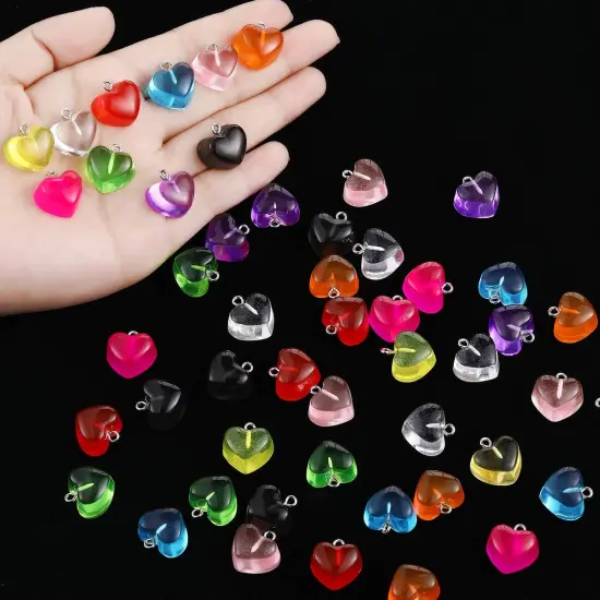50 Pieces Gummy Heart Charms Pendant Colorful Love Heart Candy Valentine's Day Pendant Charm Keychains Necklace Earring Pendant for DIY Jewelry Crafts Supplies {5}
