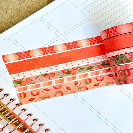 Peaches Orange Cream Peach Colored Spring Washi Tape Set June 2024 - W110 {3}