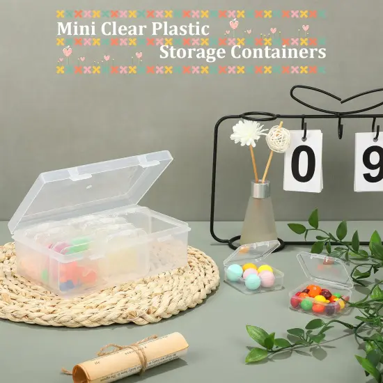 12 PCS Small Clear Plastic Beads Storage Container and Organizer Transparent Boxes with Hinged Lid for Storage of Small Items, Jewelry, Diamonds, DIY Art Craft Accessory (2.12 x 2.12 x 0.79 inch) {4}