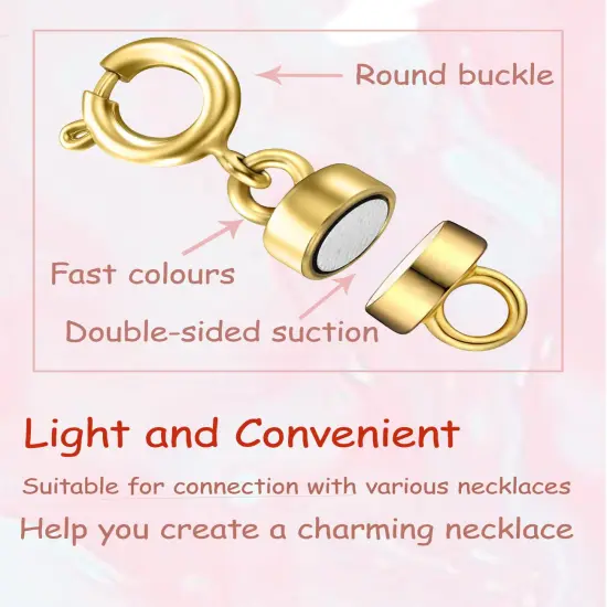 Clysoru Magnetic Necklace Clasps and Closures 14k Gold and Silver Beads Chain Extender Necklaces Bracelet Safety Magnetic Locking Jewelry Clasp Converter（3 Gold+3 Silver) {5}
