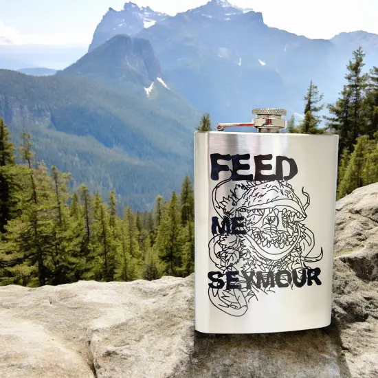 8oz Feed Me Seymour Stainless Steel Flask {4}