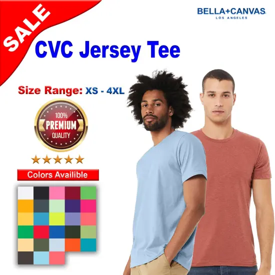 BELLA + CANVAS&reg; Short Sleeve CVC Jersey T-Shirt Unisex Fit, Soft Cotton Blend, Crew Neck Prism Peach {2}