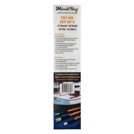 Creative Mark Mimik Hog Professional Synthetic Hog Bristle Paint Brush - Try-Me Set of 4 - Versatile Alternative to Natural Hog Hair Paint Brushes for Oil Painting, Acrylics, Inks, Dyes, Gouache, Watercolors & More {3}