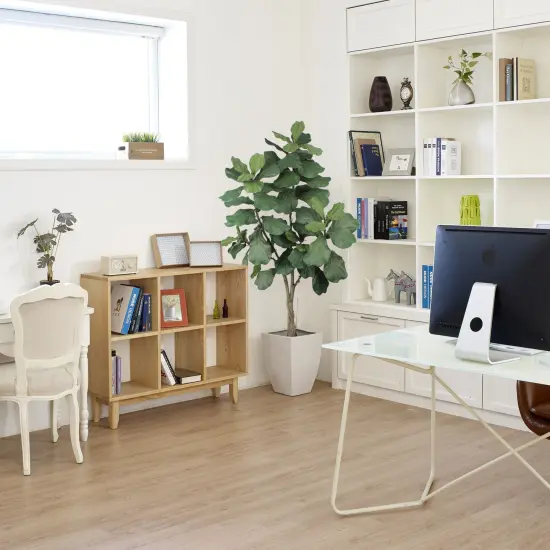 6-Foot Artificial Fiddle Leaf Fig Tree | Lifelike Faux Plant with 65 Leaves in Decorative Pot | No Maintenance Indoor/Outdoor Decor | Floral Home by Artificial Flowers {5}