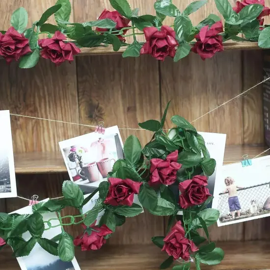 6 ft 3D Burgundy Chain SILK ROSES Garland Wedding Flowers Bouquets {2}