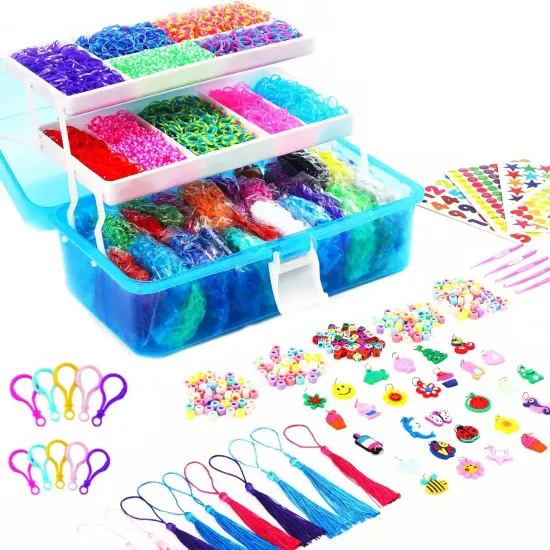 Loom Rubber Bands Bracelet Kit - 15,000+ Bands for DIY Crafting Blue {1}