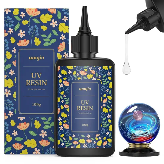 100g UV Resin-Crystal Clear Ultraviolet Curing UV Resin for DIY Jewelry Making, Craft Decoration, Hard Transparent Glue Solar Cure Sunlight Activated Resin for Casting & Coating {2}