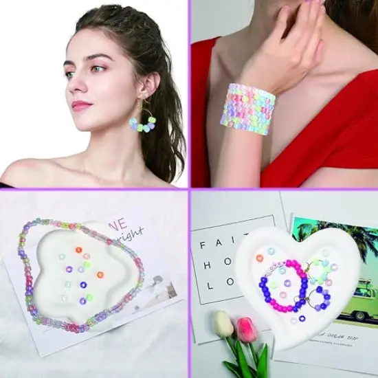 1000 Pieces DIY Crafts Gifts for Girls Beading Kits, Pony Beads Bracelet Making Kits with Decorative Beads and Charms, Craft Supplies for Children, Adults, Girls {6}