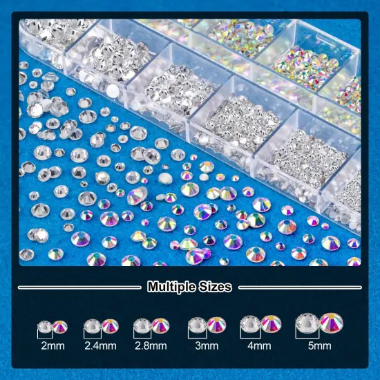 1 Tube of 15ml Gel + Colorful Gems + Flat-back Round Glass Crystals With Pickup Tools {6}