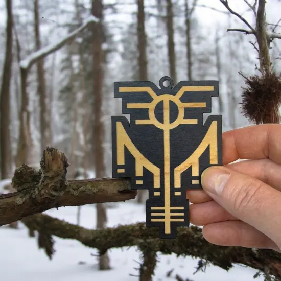 Ornament - Black - Valkyrie Viking Symbol {6}