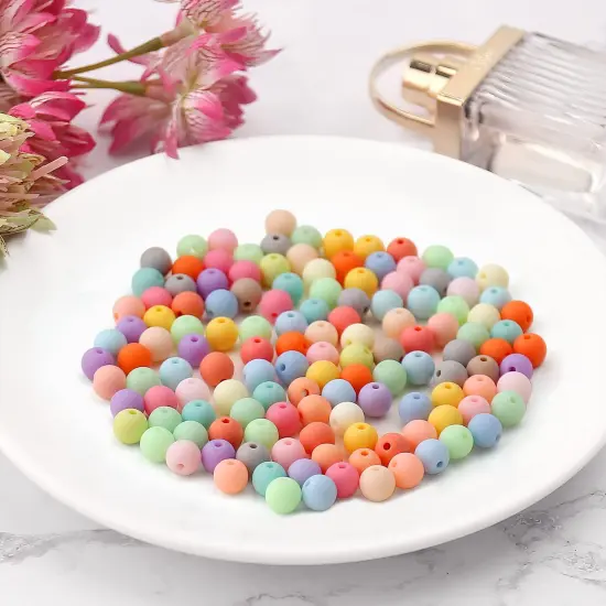 1000 Pieces 6MM Matte Mix Colors Acrylic Round Beads, Frosted Round Acrylic Balls Gumball Beads, Bubblegum Beads Chunky Beads, Plastic Resin Beads for Necklace and Bracelet Making, Crafting Supplies {6}