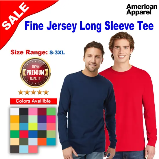 American Apparel&reg; Fine Jersey Crewneck Long Sleeve Tee Black {2}