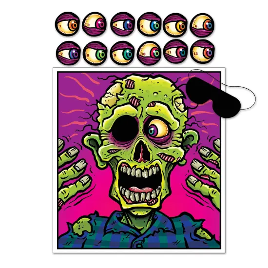 Beistle - Pin The Eyeball On The Zombie Game - 19" x 17&frac12;" - 24 Pack {1}