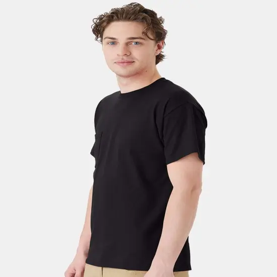 Hanes&reg; Essential-T Pocket Crew Neck Short Sleeve T-Shirt Black {7}