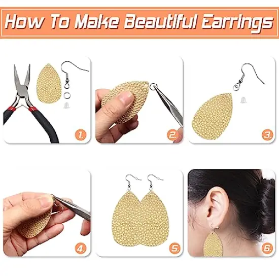 150 Pieces Hypoallergenic Earring Hooks Mixed Colors Ear Wire Hooks Earring Making Kit with 1000pcs Open Jump Rings 200pcs Earring Backs for Jewelry Making Findings {6}