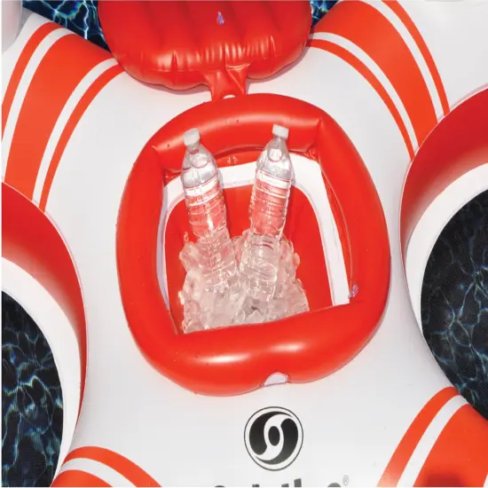 Swim Central Solstice Super Chill Quarto 4 Person Swimming Pool Float - 78" - White and Red {7}