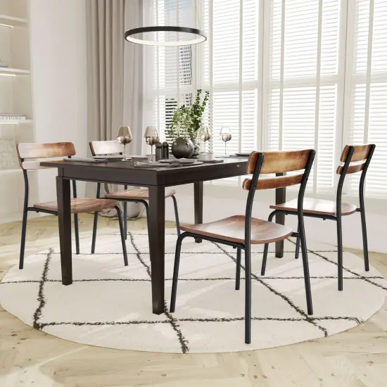 Emma and Oliver Blanchard Dining Chair with Metal Frame and Solid Wood Seat and Back with Antique Finish Antique White {9}