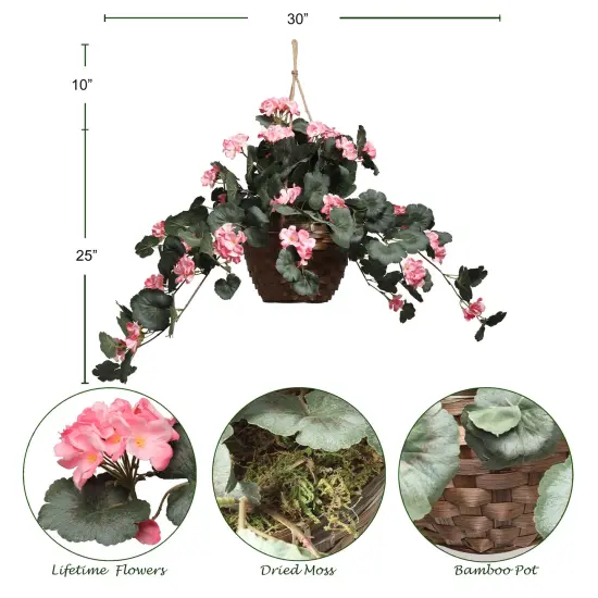 30-Inch Pink Silk Geranium Plant with Lifelike Appearance for Home and Office D&eacute;cor | Vibrant Artificial Flower Arrangement | Floral Home by Artificial Flowers {3}