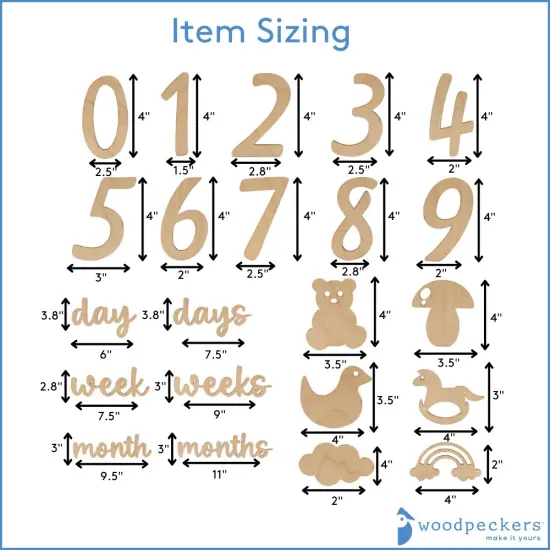 Baby Monthly Milestone Cards, Wooden Number Set of 22 Photo Props | Woodpeckers {5}