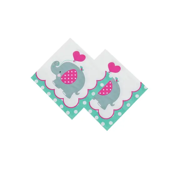 Birthday Pink Elephant Party Beverage Napkins 16 Pieces {4}