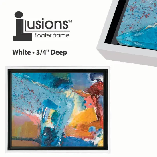 Creative Mark Illusions Floater Canvas Frame, White, 3/4 in - Pack of 6, Ideal for Galleries, Artists & Professionals, Frames for Canvas Paintings, Complete Hanging Hardware {4}