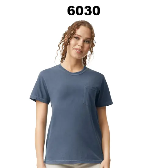 Comfort Colors&reg; Garment-Dyed Heavyweight Crewneck Short Sleeve Pocket T-Shirt China Blue {4}