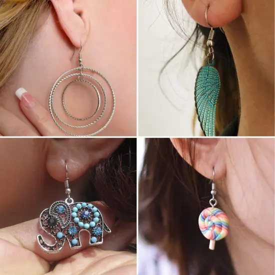 600 Pieces Stainless Steel Earring Hooks French Ear Wire, Earring Making Findings Parts Jewels DIY Supplies Kits, with Silicone Earring Backs Stoppers & Open Jump Ring {4}