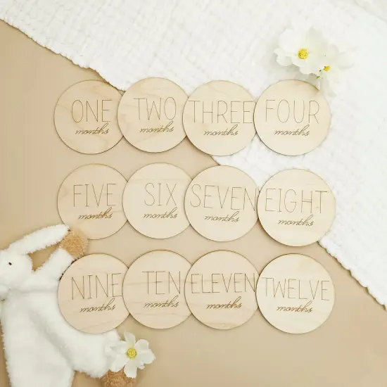 Baby Monthly Milestone Wooden Circles, Set of 13 Photo Props | Woodpeckers {3}