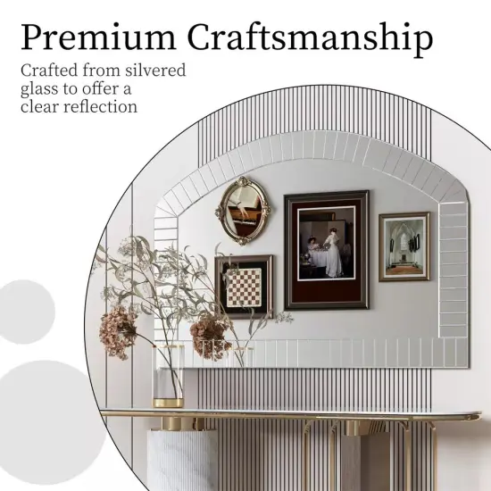 Wisfor Decorative Wall Mirror Venetian Beveled Glass Edge Arched Vanity Mirror {2}