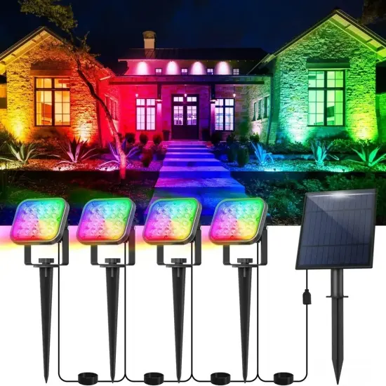 T-SUN RGB Solar Spotlight Outdoor Color Changing Spot Lights Waterproof Garden {6}
