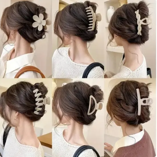khaki set 6Pcs Women Fashion Claw Clips Set {2}
