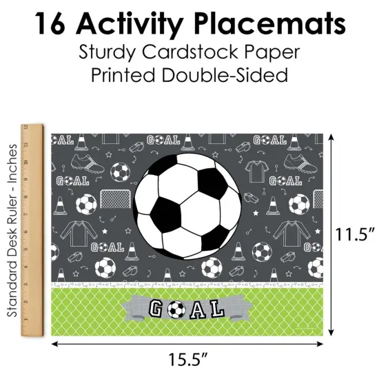 Big Dot of Happiness Goaaal - Soccer - Paper Birthday Party Coloring Sheets - Activity Placemats - Set of 16 {6}